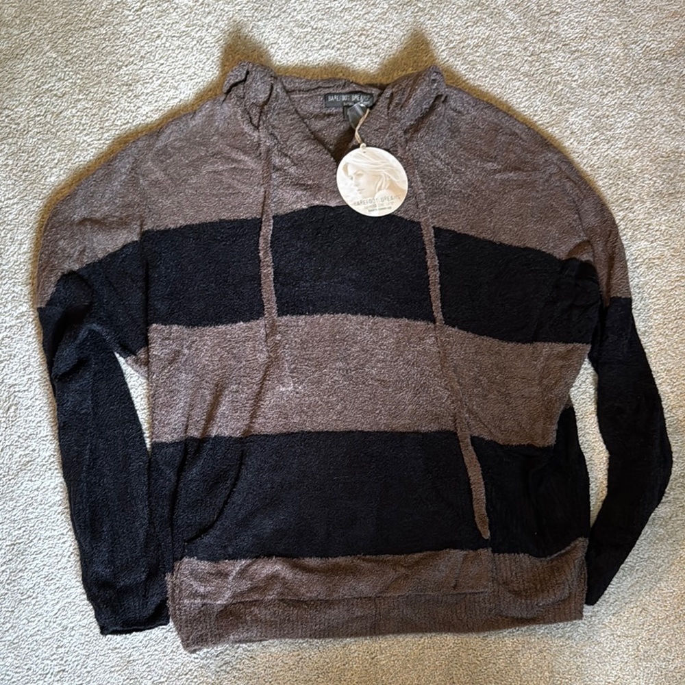 Barefoot Dreams Brown and Black Crewneck Sweater
